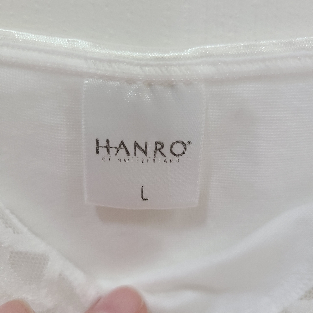 Hanro Camisole Tank Top White Size L Scalloped Cami Adjustable Straps Cotton - Picture 6 of 8